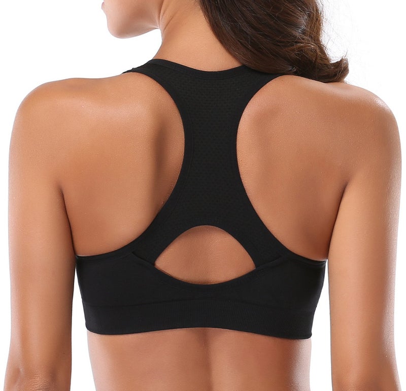 MIRITY Women Racerback Sports Bras - High Impact Workout Gym Activewear Bra Color Black Grey Size 2XL - Image 4